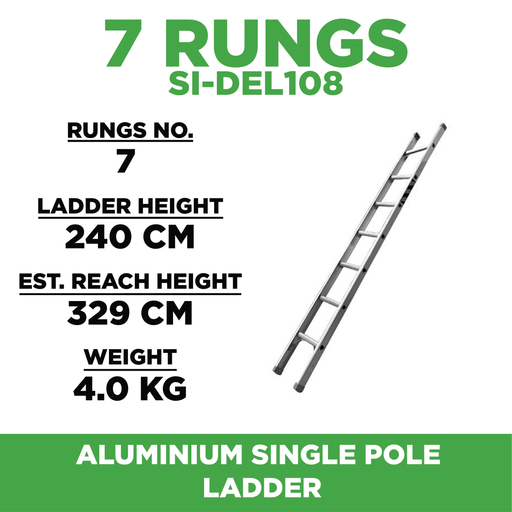 Aluminium Single Pole Ladder SI-DEL108 ALUCLASS - ALUCLASS MY