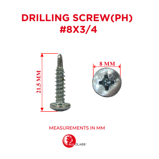 Philips Head Drilling Screw (PH) 8x3/4 - ALUCLASS MY