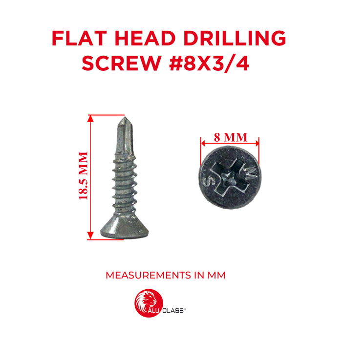 Flat Head Drilling DRILLING SCREW #8X3/4 - ALUCLASS MY
