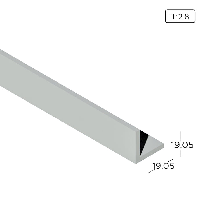 ³/₄" x ³/₄" Aluminium Extrusion Equal Angle Profile Thickness 2.80mm AN0606-4 ALUCLASS - ALUCLASS MY