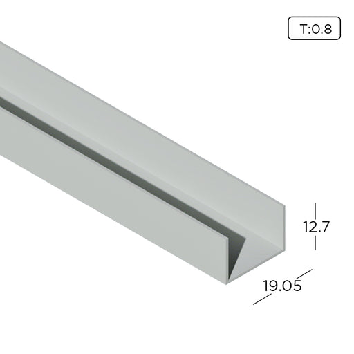 0.5" x 0.75" Aluminium Extrusion U-Channel Profile Thickness 0.80mm CH0406 ALUCLASS - ALUCLASS MY