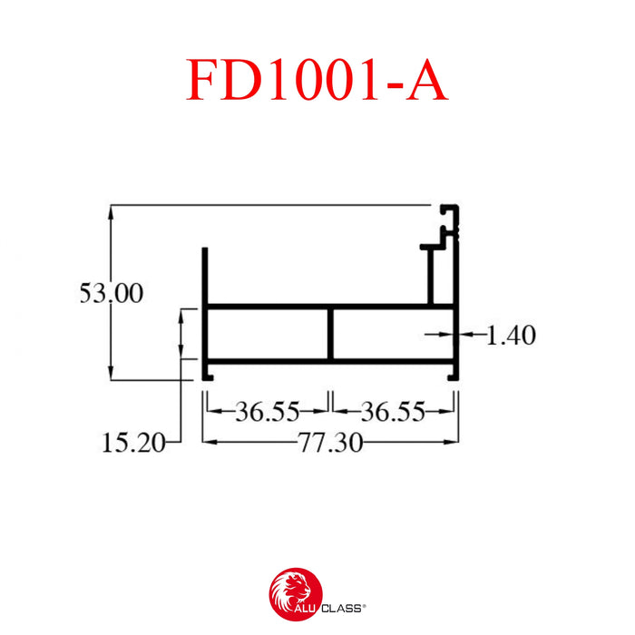 Aluminium Extrusion Folding Door Profile Thickness 1.40mm FD1001-A ALUCLASS - ALUCLASS MY