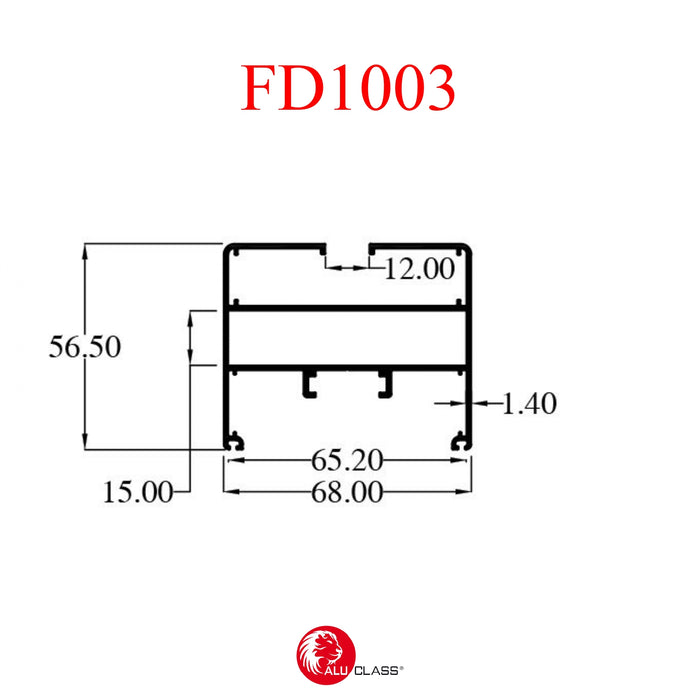 Aluminium Extrusion Folding Door Profile Thickness 1.40mm FD1003 ALUCLASS - ALUCLASS MY