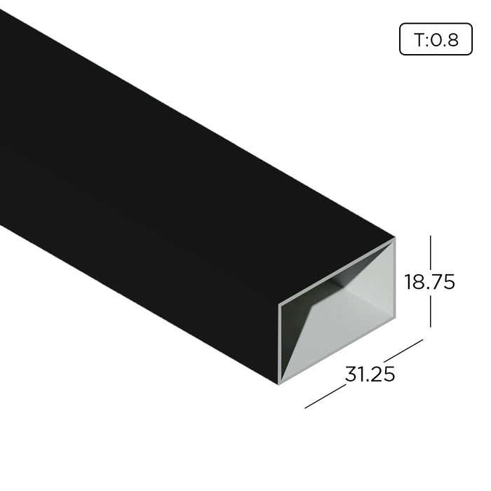 18.75mm x 31.25mm Aluminium Extrusion Rectangle Hollow Profile Thickness 0.80mm HB0610-1 ALUCLASS - ALUCLASS MY