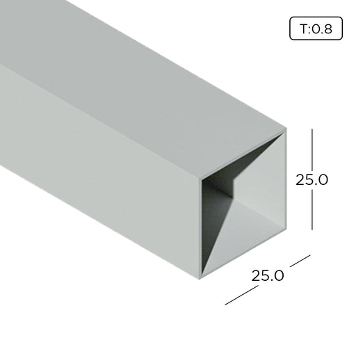1" x 1" Aluminium Extrusion Square Hollow Profile Thickness 0.80mm HB0808-1 ALUCLASS - ALUCLASS MY