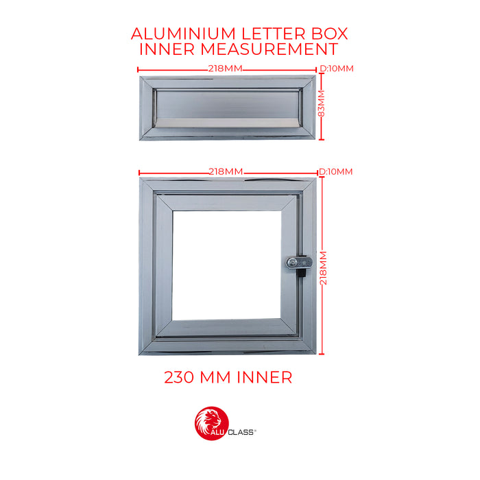 Aluminium 230mm Mail Letter Box/ Peti Surat (Head & Tail Set) AA-L.BOX 230(W KEY)/ AA-L.BOX 230(W/O KEY) ALUCLASS - ALUCLASS MY