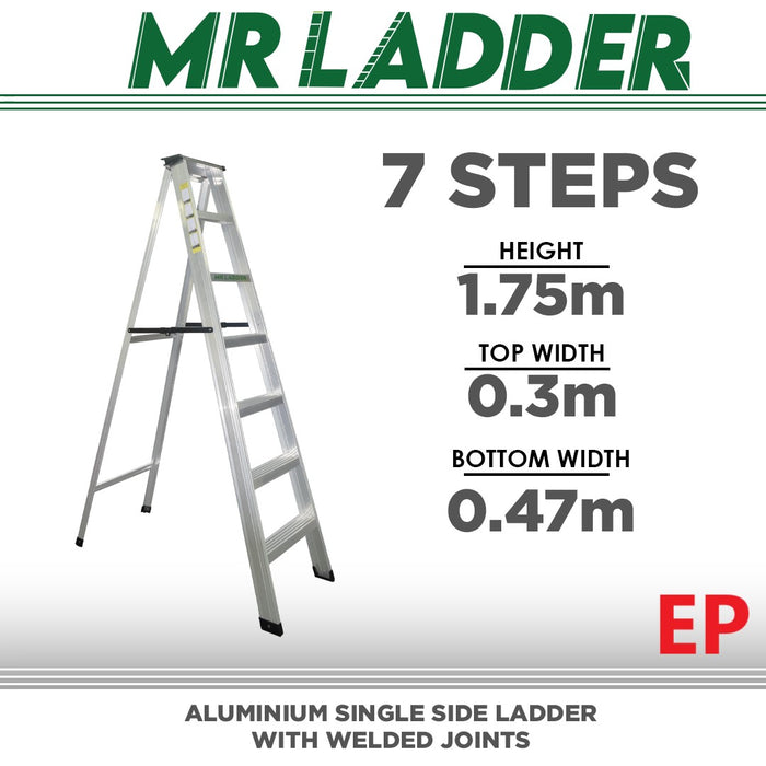 Mr Ladder Home Use Aluminium Single Side Welded Ladder (7 Steps) AL-SWL-7S ALUCLASS - ALUCLASS MY