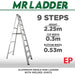 Mr Ladder Home Use Aluminium Single Side Welded Ladder (9 Steps) AL-SWL-9S ALUCLASS - ALUCLASS MY