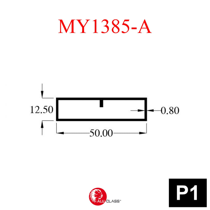 Aluminium Extrusion Sub-Frame Profile Thickness 0.80mm MY1385-A ALUCLASS - ALUCLASS MY