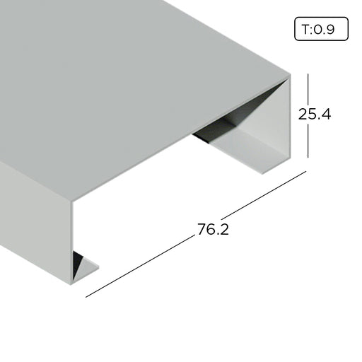 1" x 3" Aluminium Extrusion Open Back Profile Thickness 0.90mm OB0824-4 ALUCLASS - ALUCLASS MY