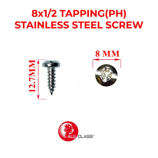 8mm x ½" Stainless Steel Philips Head Tapping Screw Aluclass AA-SCREW (FH) 8#X1/2" - ALUCLASS MY