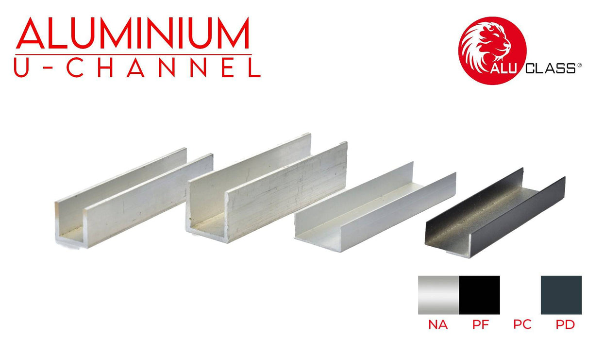 0.5" x 0.75" Aluminium U-Channel CH0406 Aluminium Extrusion Profiles ALUCLASS - ALUCLASS MY