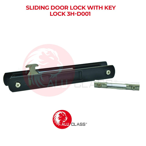 (Bundle of 2) Sliding Door Lock ALUCLASS (AA-LK-3H-D001A) Black - ALUCLASS MY