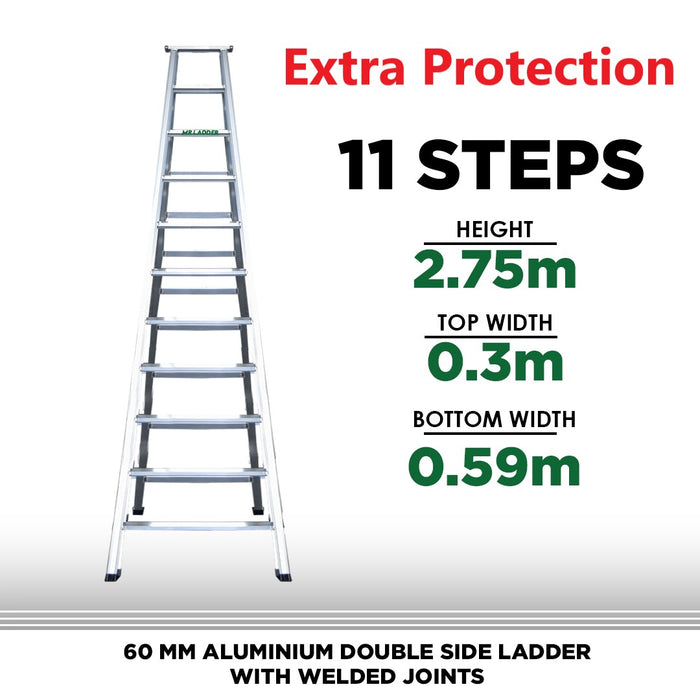 Mr Ladder Home Use Aluminium Double Sided Welded Ladder (11 Steps Double Sided) - ALUCLASS MY