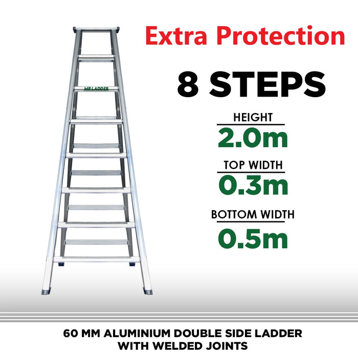 Mr Ladder Home Use Aluminium Double Sided Welded Ladder (8 Steps Double Sided) - ALUCLASS MY
